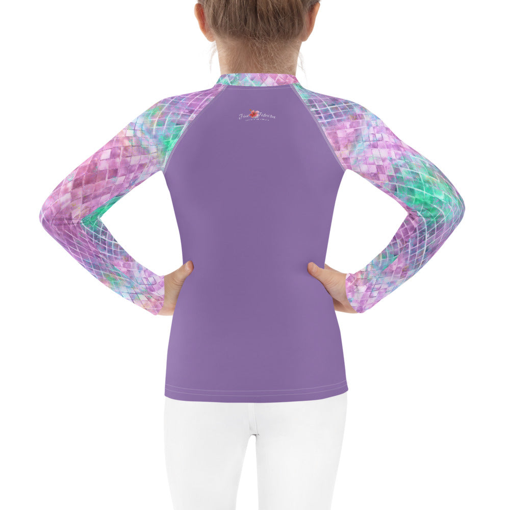 Kids BJJ Rash Guard - Jiujitsu Mermaid Glass | Jiujiteira No-Gi Shirt for Girls (Sizes 2T–7)-rash guard-The Women of Jiujitsu