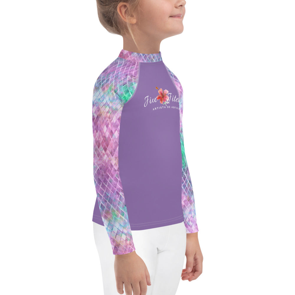 Kids BJJ Rash Guard - Jiujitsu Mermaid Glass | Jiujiteira No-Gi Shirt for Girls (Sizes 2T–7)-rash guard-The Women of Jiujitsu