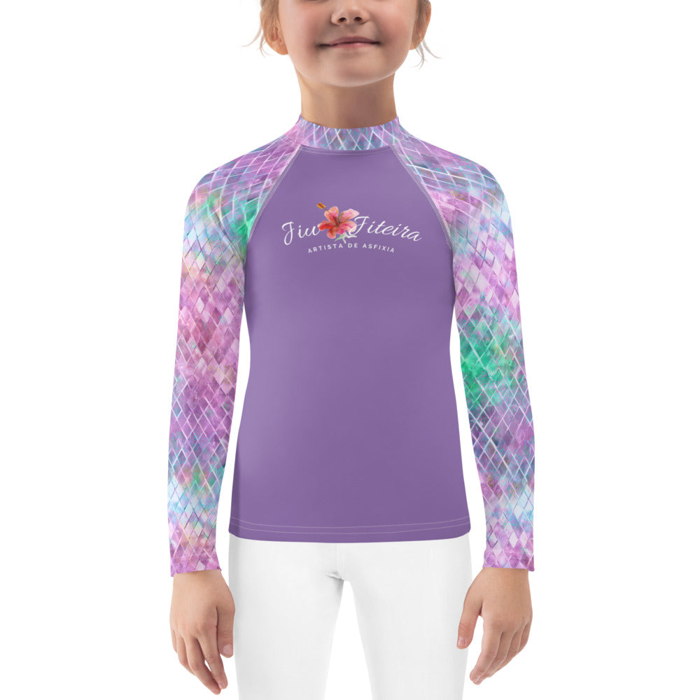 Kids BJJ Rash Guard - Jiujitsu Mermaid Glass | Jiujiteira No-Gi Shirt for Girls (Sizes 2T–7)-rash guard-The Women of Jiujitsu