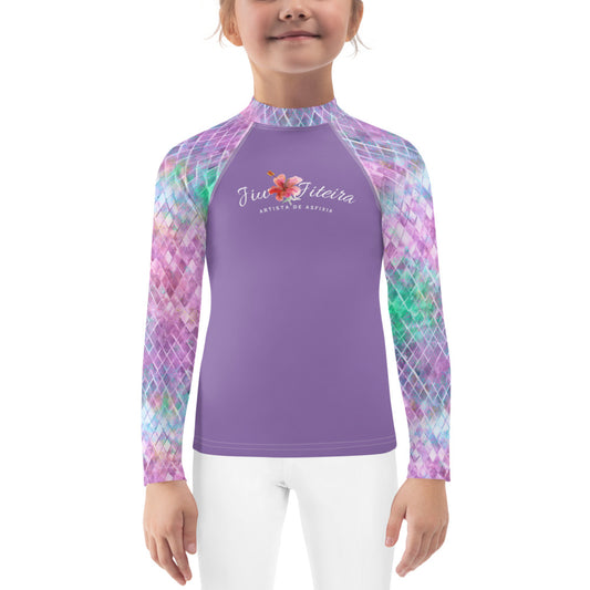 Kids BJJ Rash Guard - Jiujitsu Mermaid Glass | Jiujiteira No-Gi Shirt for Girls (Sizes 2T–7)-rash guard-The Women of Jiujitsu