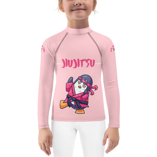 Kids BJJ Rash Guard- Jiujitsu Penguin | Jiujiteira No-Gi Shirt for Girls (Sizes 2T–7)-rash guard-The Women of Jiujitsu