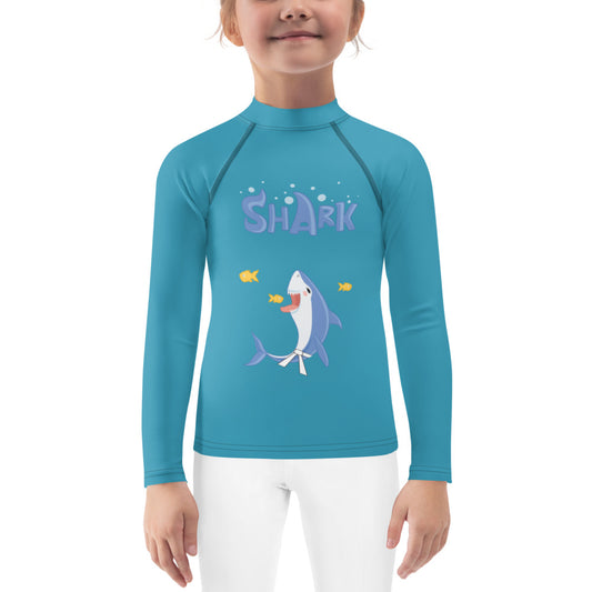 Kids BJJ Rash Guard- Jiujitsu Shark | Jiujiteira No-Gi Shirt for Girls (Sizes 2T–7)-rash guard-The Women of Jiujitsu