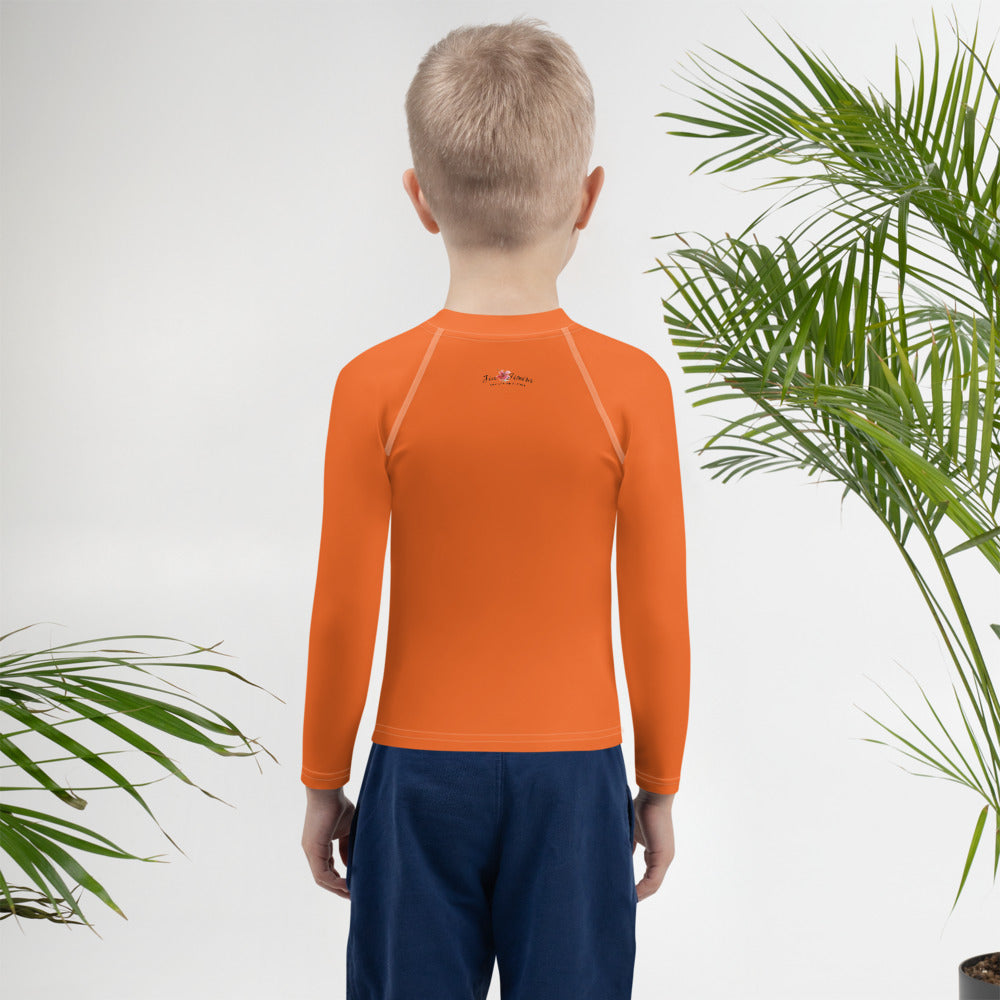 Kids BJJ Rash Guard- Jiujitsu Shark Orange | Jiujiteira No-Gi Shirt for Girls (Sizes 2T–7)-rash guard-The Women of Jiujitsu