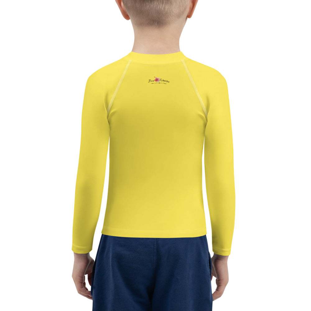 Kids BJJ Rash Guard- Jiujitsu Shark Yellow | Jiujiteira No-Gi Shirt for Girls (Sizes 2T–7)-rash guard-The Women of Jiujitsu