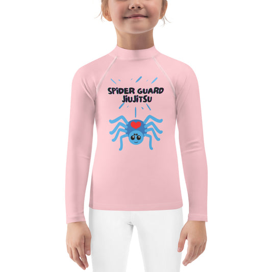 Kids BJJ Rash Guard - Jiujitsu Spider Guard Pink | Jiujiteira No-Gi Shirt for Girls (Sizes 2T–7)-rash guard-The Women of Jiujitsu