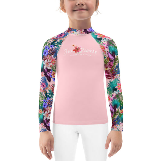 Kids BJJ Rash Guard - Jiujitsu Topical Pink | Jiujiteira No-Gi Shirt for Girls (Sizes 2T–7)-rash guard-The Women of Jiujitsu