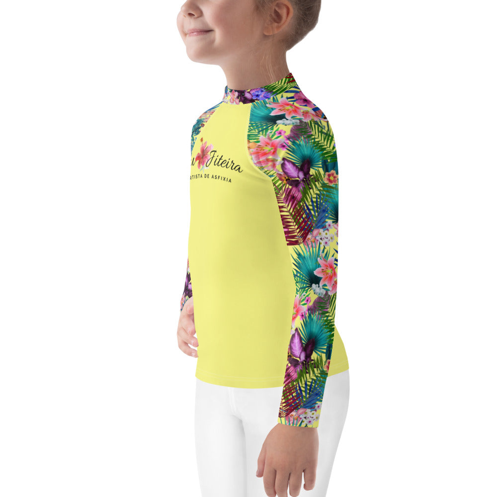 Kids BJJ Rash Guard - Jiujitsu Topical Yellow | Jiujiteira No-Gi Shirt for Girls (Sizes 2T–7)-rash guard-The Women of Jiujitsu