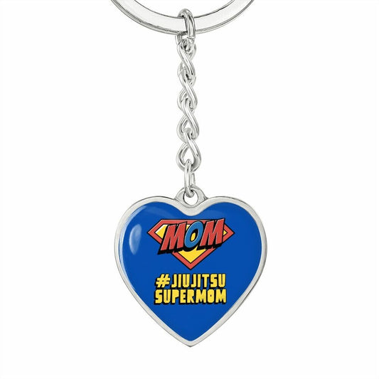 BJJ Heart shaped Pendant Keychain, Jiujitsu Super Mom, BJJ Gift for Her, Bjj Charm Jewelry
