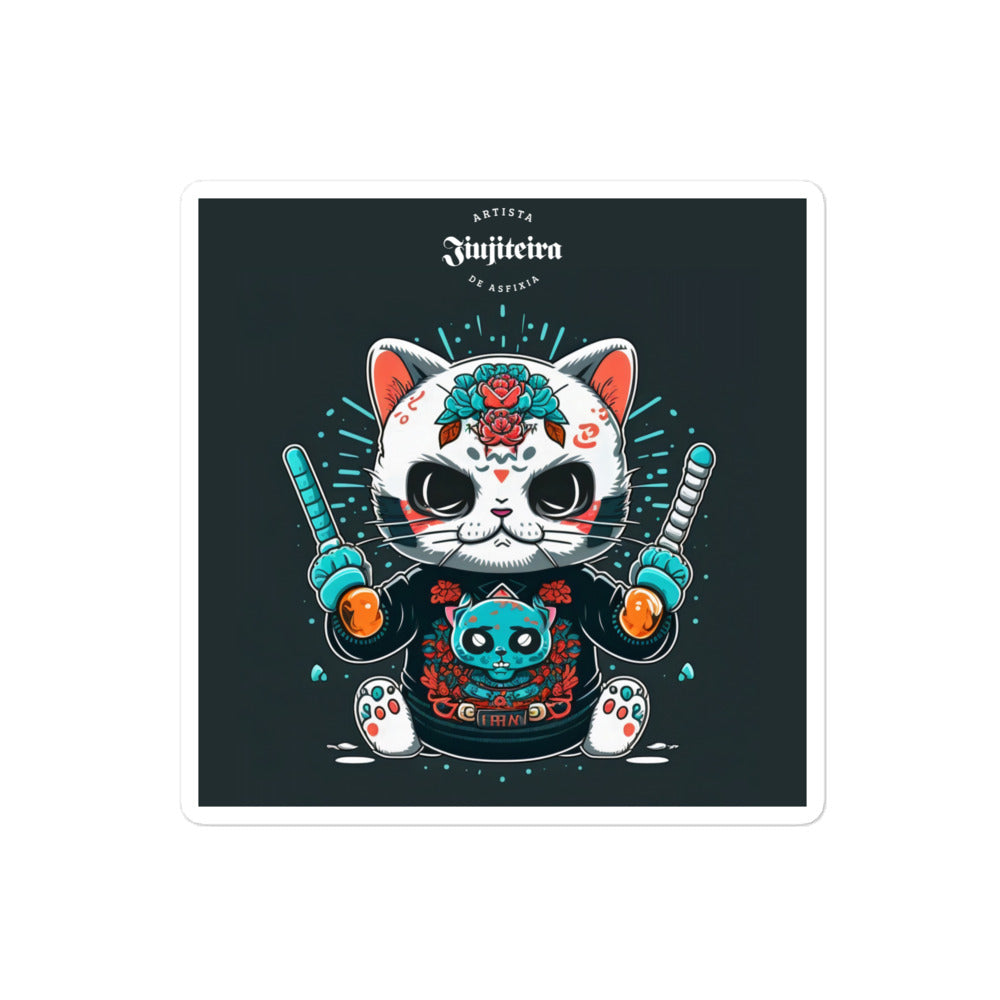 Adesivos sem bolhas - Ninja Kitty Seashell, a mulher do Jiujitsu