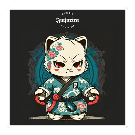 Bubble-free stickers-Ninja Kitty Autumn, The Woman of Jiujitsu