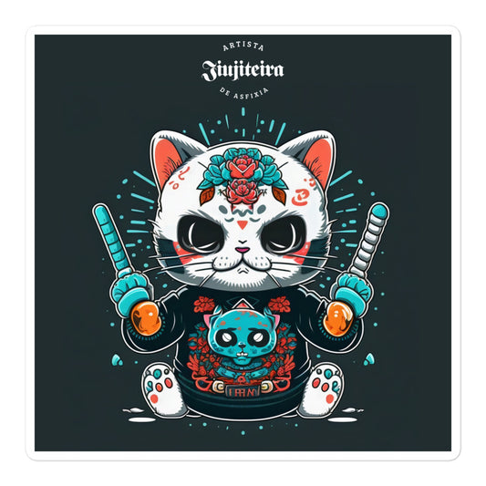 Bubble-free stickers-Ninja Kitty Seashell, The Woman of Jiujitsu