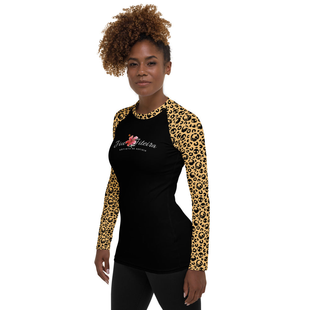 Women’s BJJ Rash Guard - Halloween Leopard Skulls | No-Gi Jiu-Jitsu Training Top