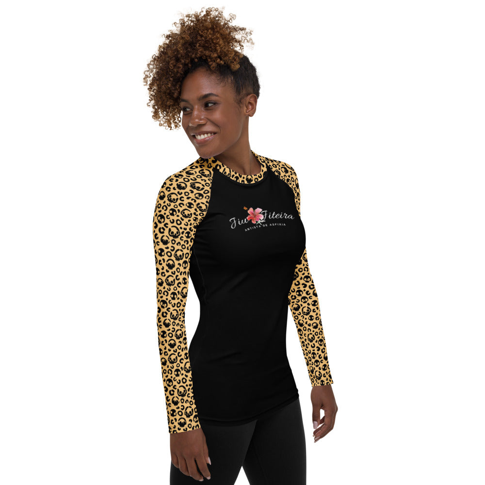 Women’s BJJ Rash Guard - Halloween Leopard Skulls | No-Gi Jiu-Jitsu Training Top