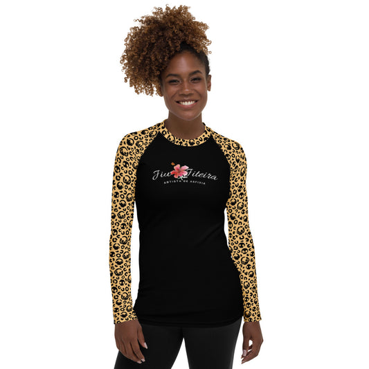 Women’s BJJ Rash Guard - Halloween Leopard Skulls | No-Gi Jiu-Jitsu Training Top