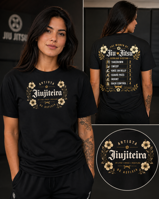 Women of Jiu Jitsu Unisex Softstyle T-Shirt – Floral BJJ Scoring System Graphic Tee | Martial Arts Shirt Gildan 64000 Description - The Women of Jiujitsu