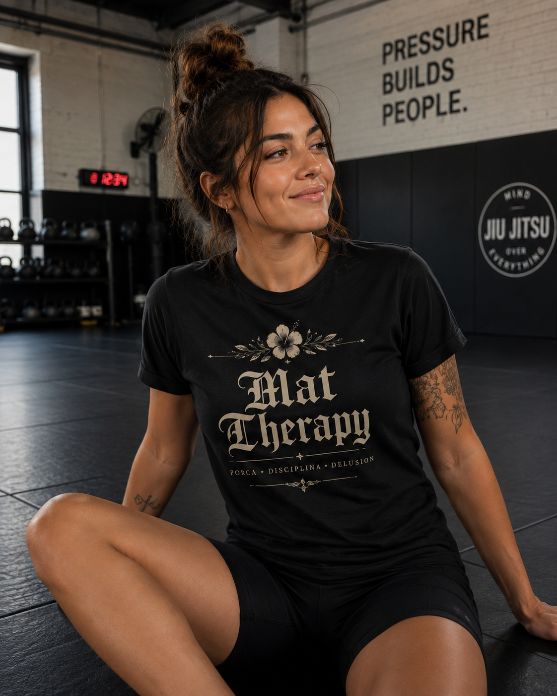 Mat Therapy Unisex Graphic T-Shirt – Vintage Brazilian Jiu Jitsu Shirt for Women & Grapplers