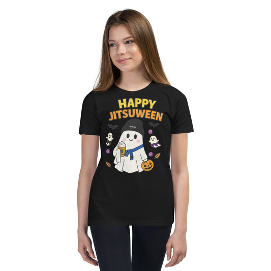 Kids Halloween Jiu-Jitsu T-Shirt – Cute Ghost with Black Belt | BJJ Costume Shirt