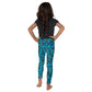 Kid's Leggings 2T-7- Jiujiteira Turquoise Leopard Print