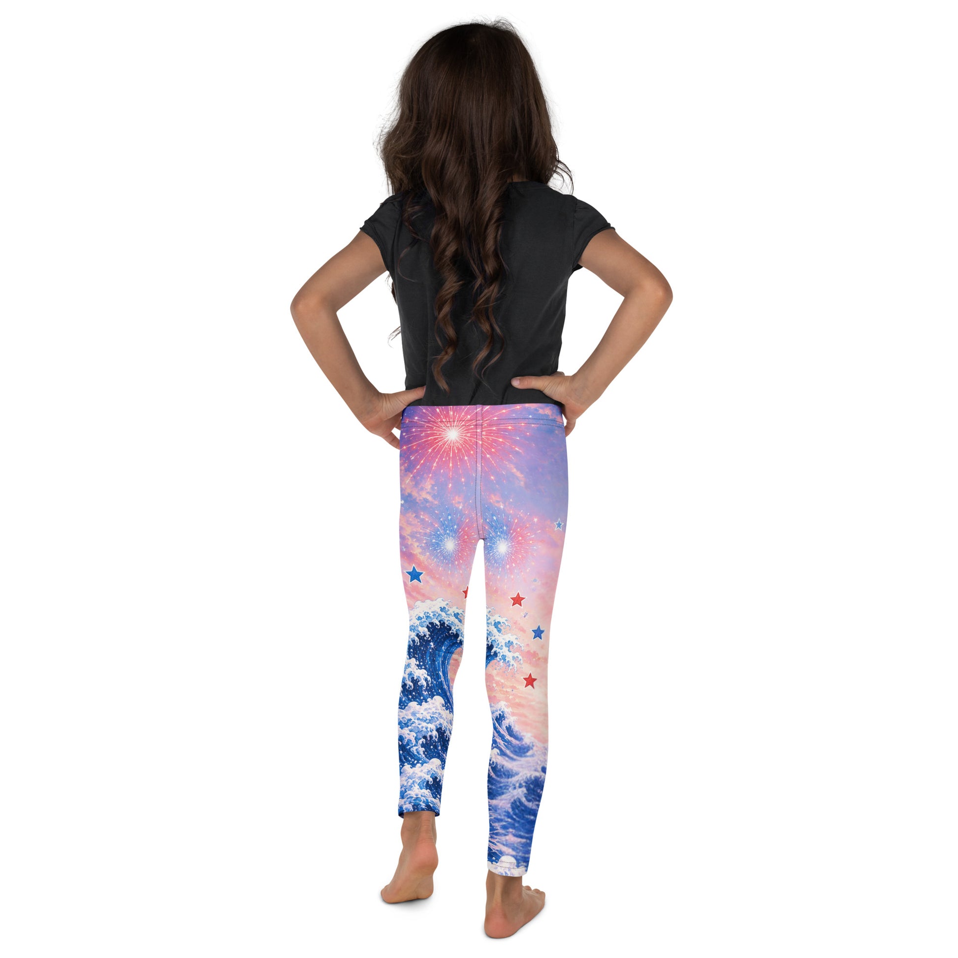 Jiujiteira Patriotic Chihuahua Kids Leggings | USA Fireworks & Ocean Wave Youth Leggings | Matching BJJ Girls Leggings 🇺🇸🐶
