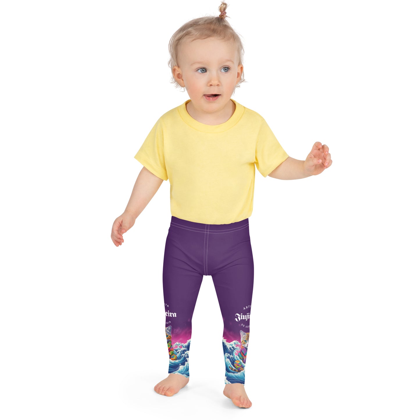 Kid's Leggings 2T-7- Great Wave Inspired Jiujiteira Kitten