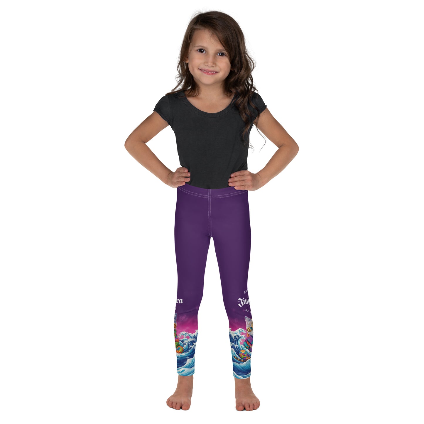 Kid's Leggings 2T-7- Great Wave Inspired Jiujiteira Kitten