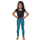 Kid's Leggings 2T-7- Jiujiteira Turquoise Leopard Print