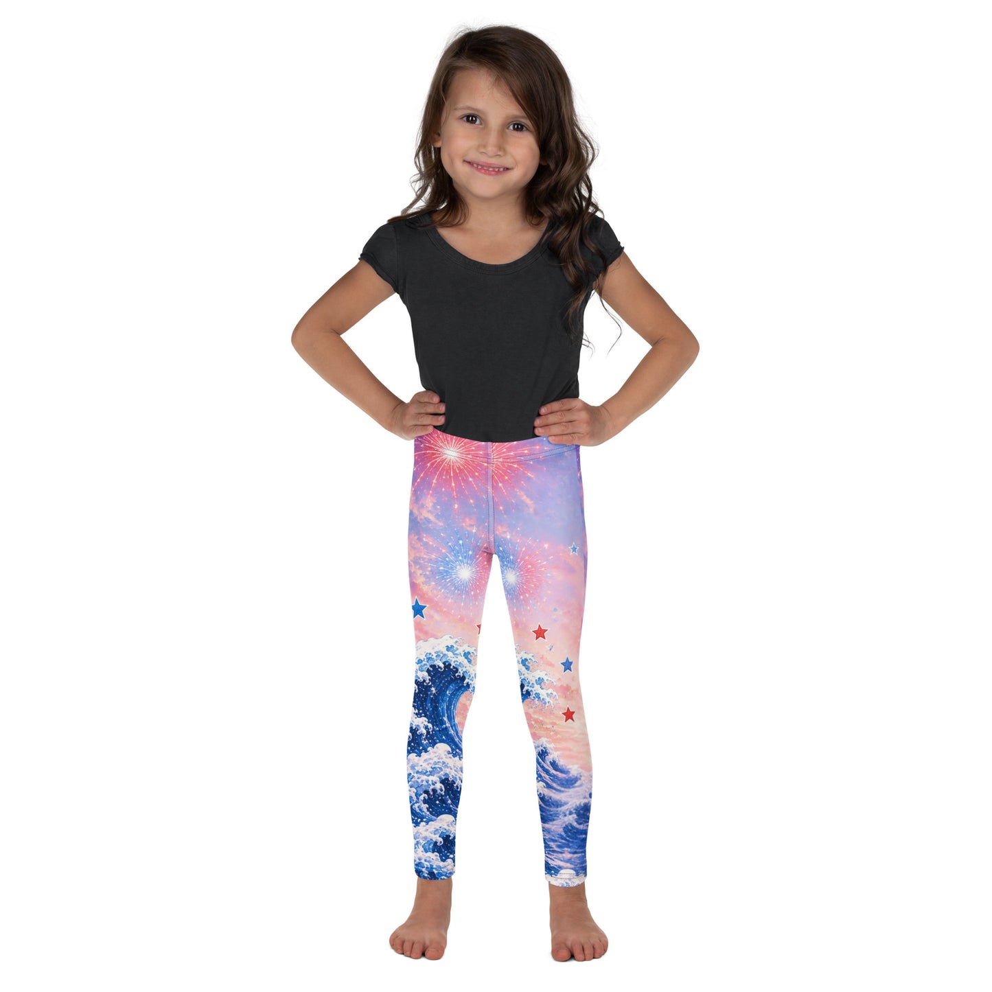 Jiujiteira Patriotic Chihuahua Kids Leggings | USA Fireworks & Ocean Wave Youth Leggings | Matching BJJ Girls Leggings 🇺🇸🐶