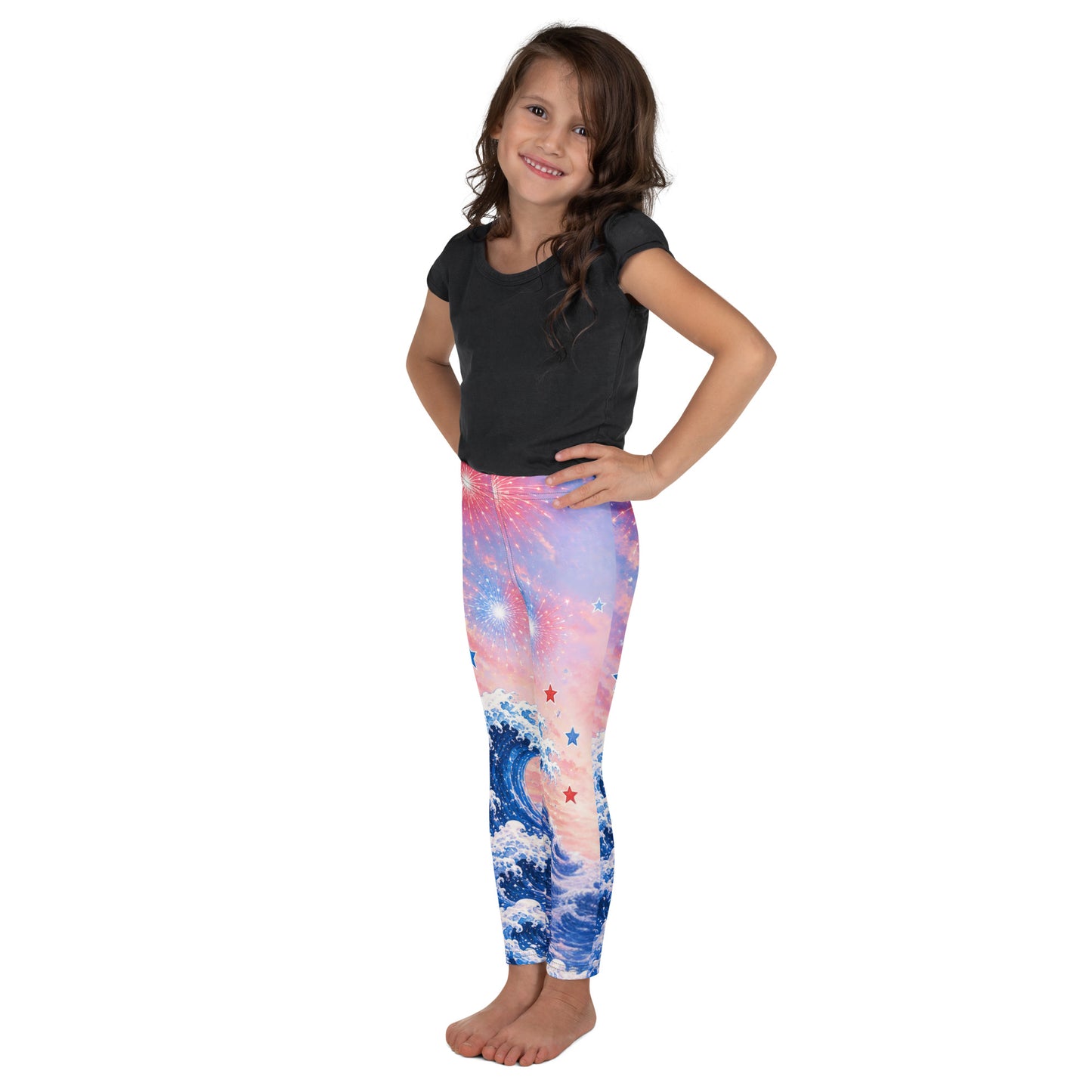 Jiujiteira Patriotic Chihuahua Kids Leggings | USA Fireworks & Ocean Wave Youth Leggings | Matching BJJ Girls Leggings 🇺🇸🐶
