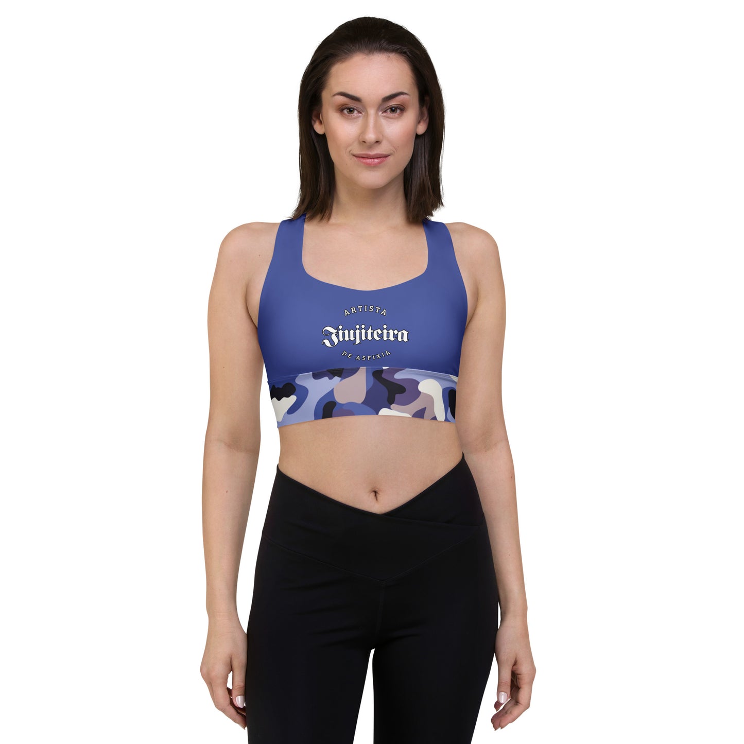 Longline sports bra- Jiujiteira Camouflage, Blue