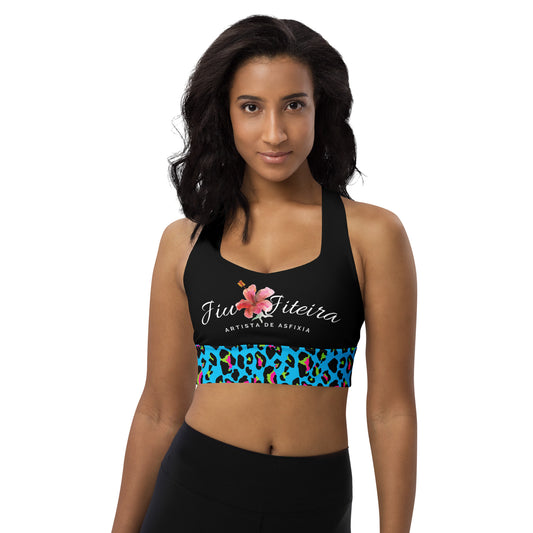 Longline sports bra- JiuJitsu Turquoise Leopard