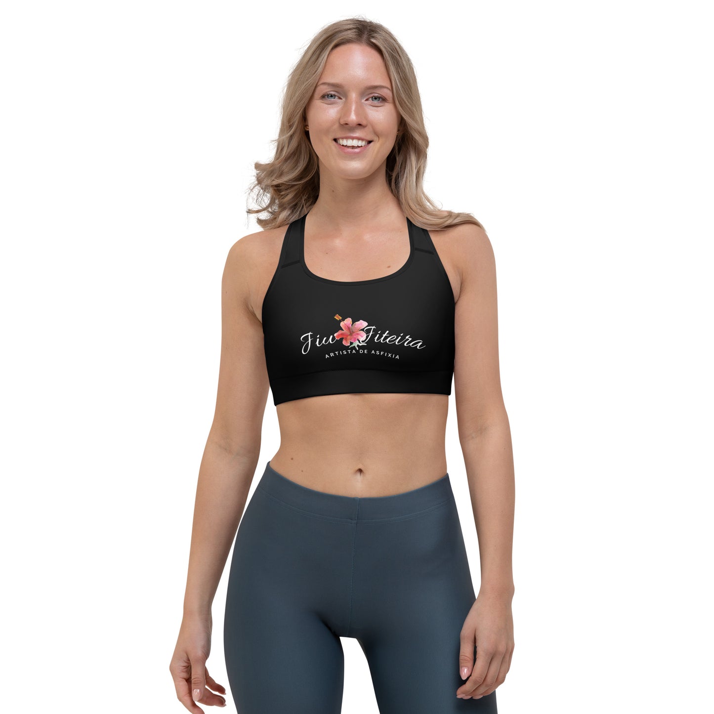 Sports bra- JiuJiteira Floral Logo Black