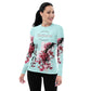 Women's Rash Guard- Cherry Blossom Cyan