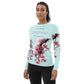 Women's Rash Guard- Cherry Blossom Cyan