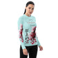 Women's Rash Guard- Cherry Blossom Cyan