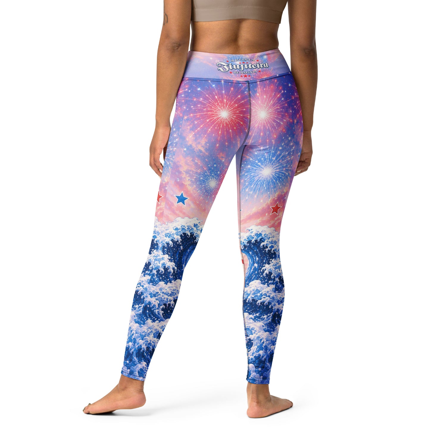 Patriotic Cat & Dog Yoga Leggings for Teens & Women | 4th of July BJJ Activewear Leggings | Jiujiteira Athletic Leggings
