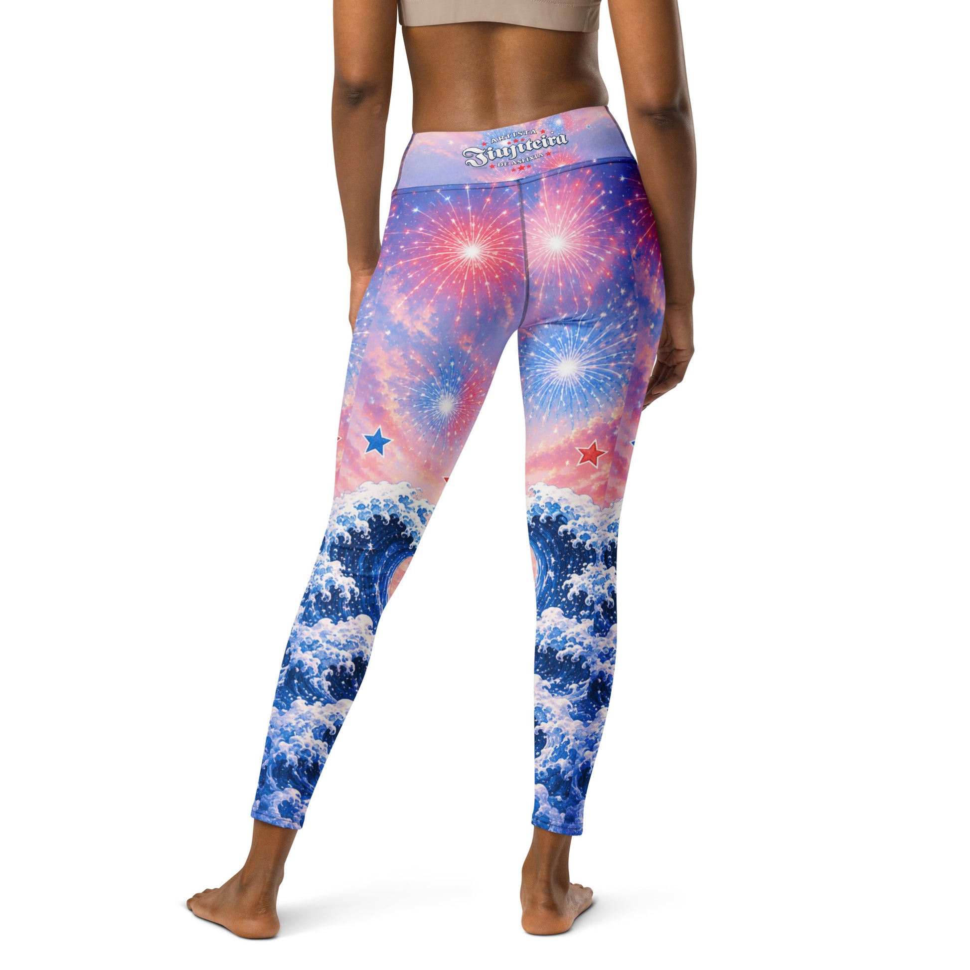 Patriotic Cat & Dog Yoga Leggings for Teens & Women | 4th of July BJJ Activewear Leggings | Jiujiteira Athletic Leggings