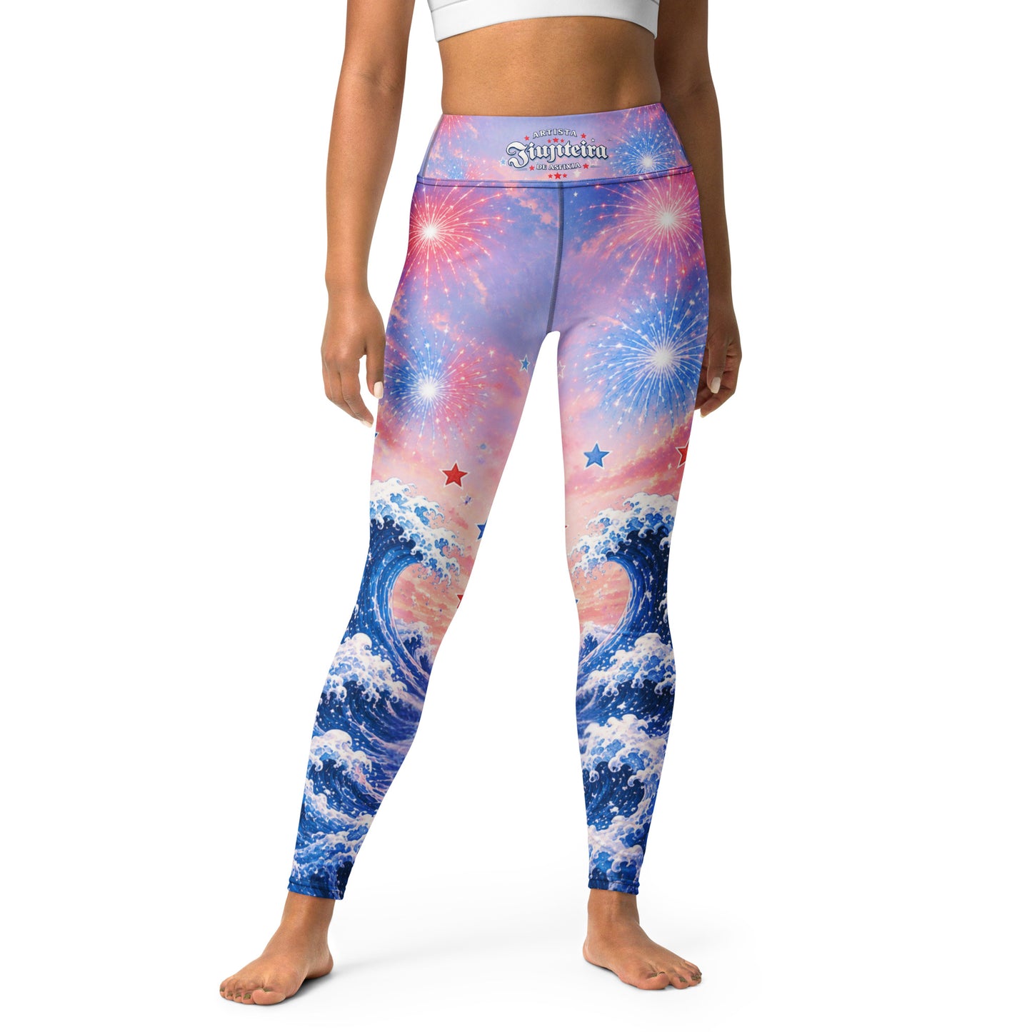 Patriotic Cat & Dog Yoga Leggings for Teens & Women | 4th of July BJJ Activewear Leggings | Jiujiteira Athletic Leggings