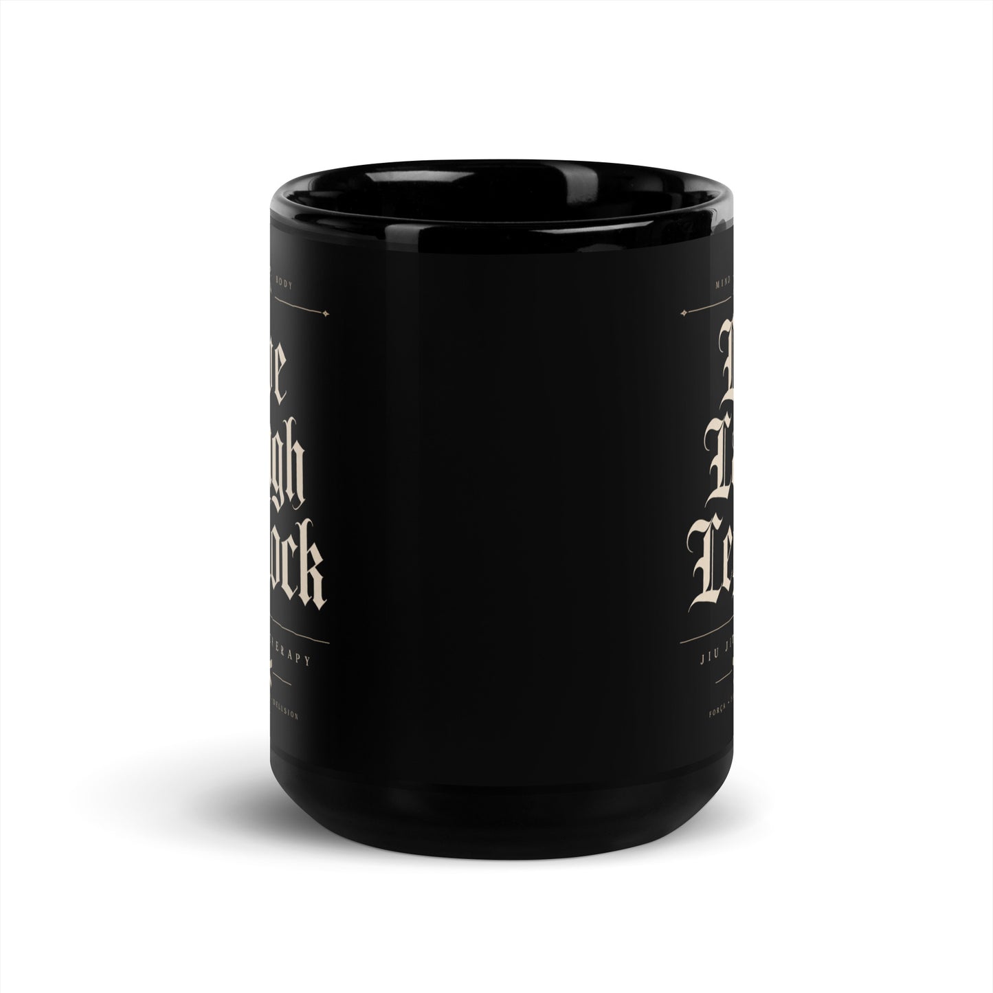 Live Laugh Leglock Black Glossy Mug – Funny Brazilian Jiu Jitsu Coffee Mug for Grapplers