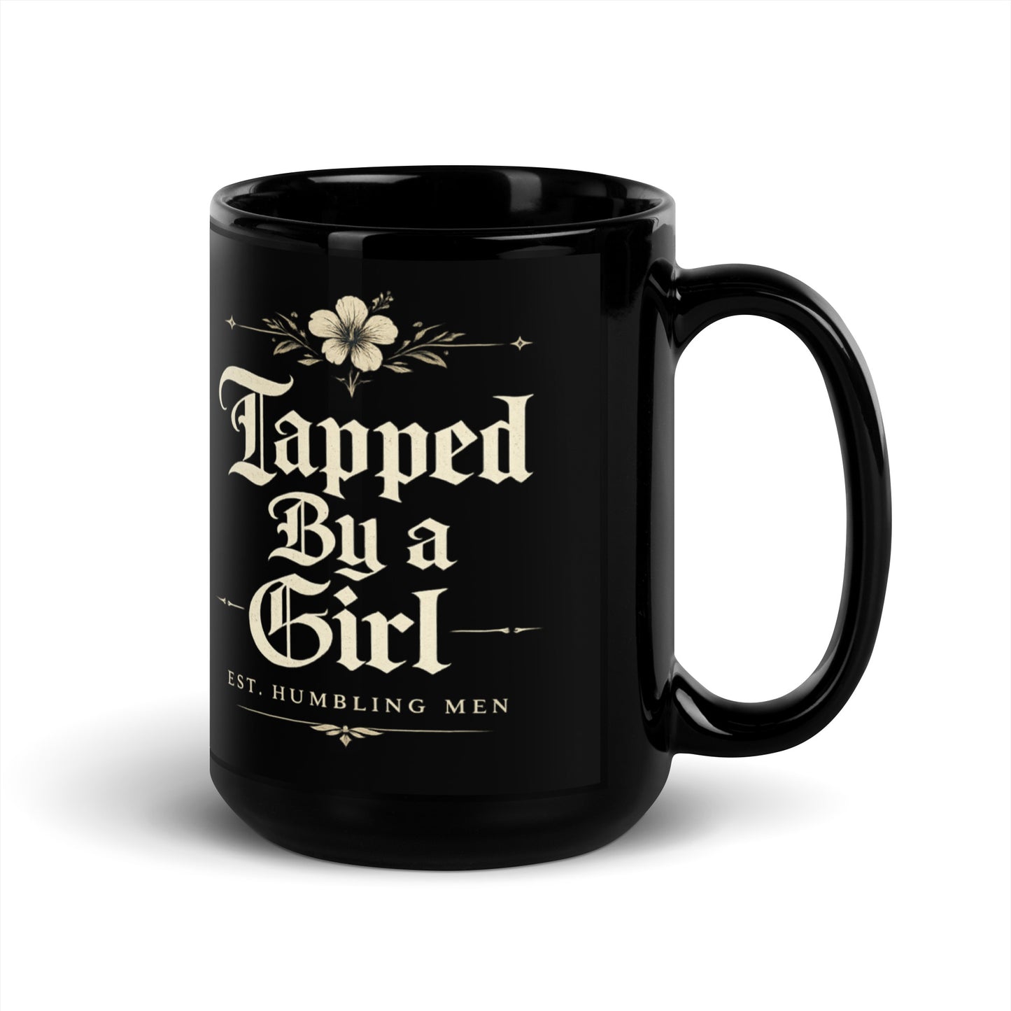 Tapped By a Girl Black Glossy Mug – Funny Brazilian Jiu Jitsu Coffee Mug for Grapplers
