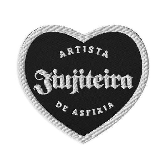 Embroidered patches- Jiujiteira Artista De Asfixia Heart Logo White