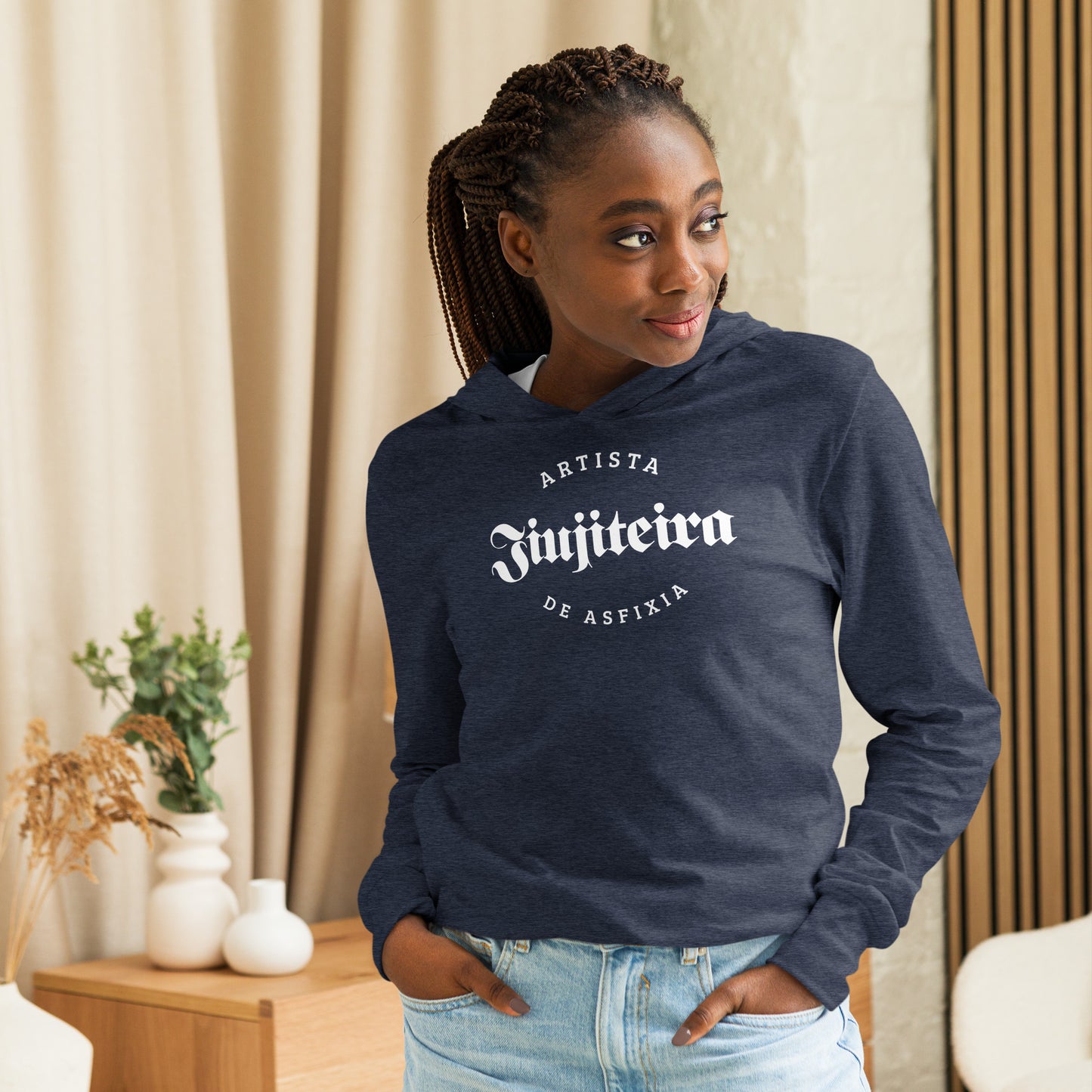 Hooded long-sleeve tee- JiuJitsu Women, Jiu Jitsu Shirt, Jiujiteira T-shirt, BJJ T-Shirt, BJJ T-shirt
