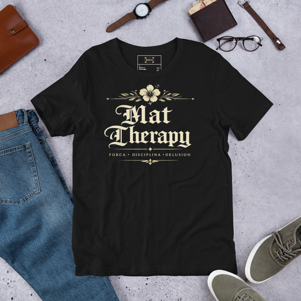 Mat Therapy Unisex Graphic T-Shirt – Vintage Brazilian Jiu Jitsu Shirt for Women & Grapplers