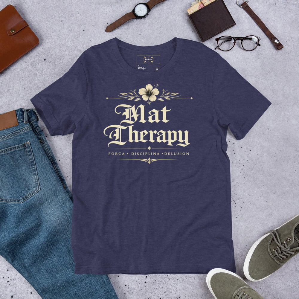Mat Therapy Unisex Graphic T-Shirt – Vintage Brazilian Jiu Jitsu Shirt for Women & Grapplers