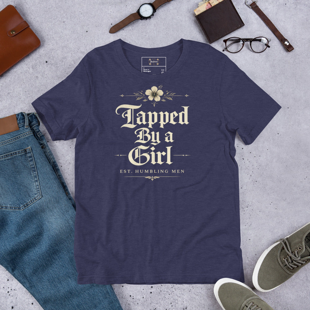 Tapped By a Girl Unisex Graphic T-Shirt – Funny Brazilian Jiu Jitsu Shirt for Women Grapplers