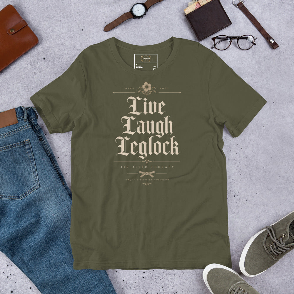 Live Laugh Leglock Unisex Graphic T-Shirt – Funny Brazilian Jiu Jitsu Shirt for Women & Grapplers