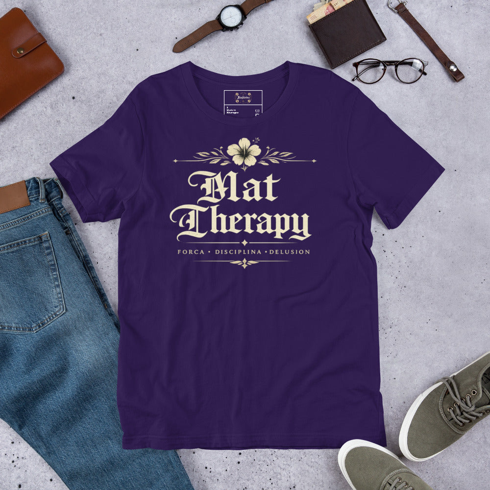 Mat Therapy Unisex Graphic T-Shirt – Vintage Brazilian Jiu Jitsu Shirt for Women & Grapplers