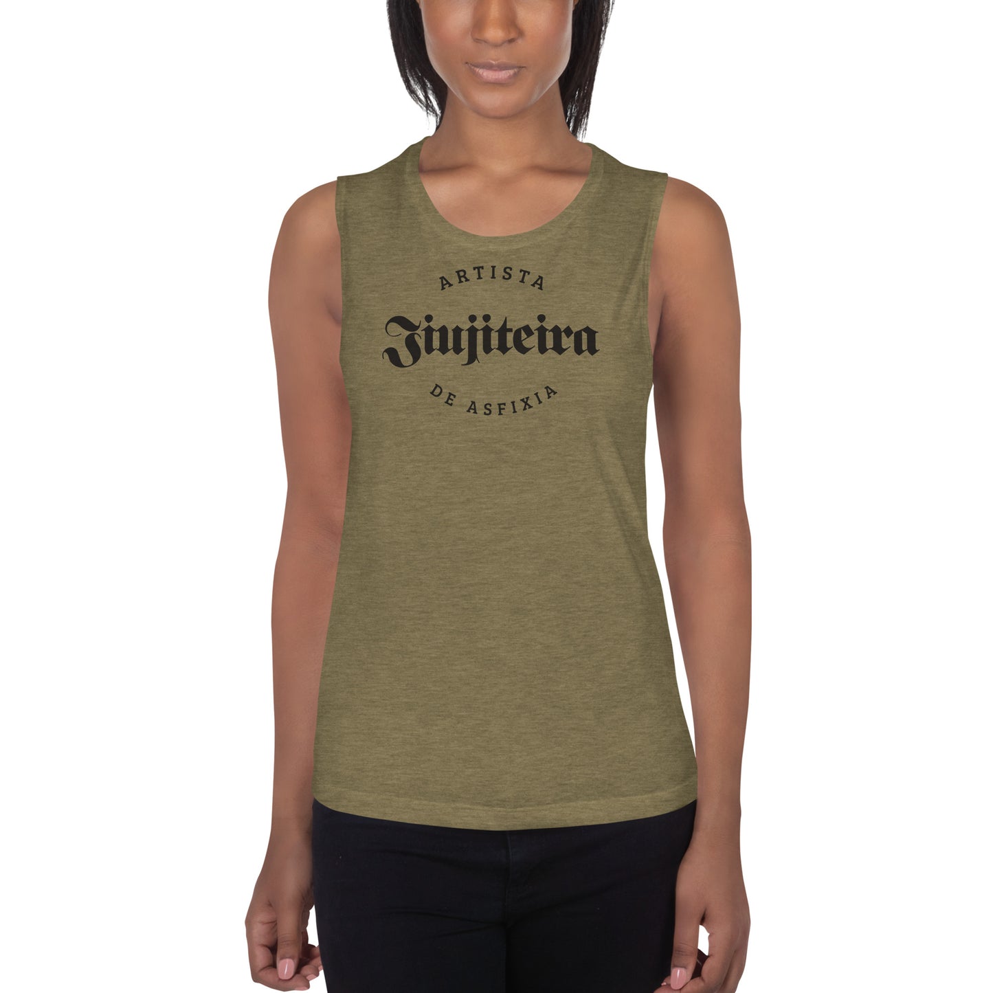 Ladies’ Muscle Tank- Jiujiteira Artista De Asfixia Black Logo