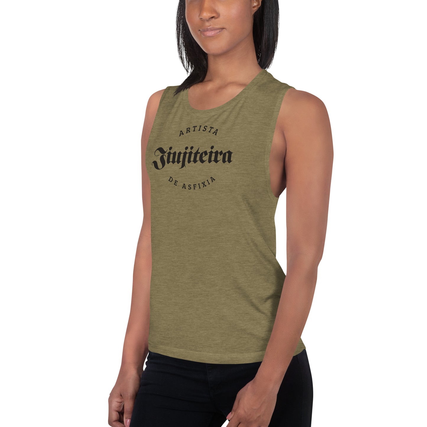 Ladies’ Muscle Tank- Jiujiteira Artista De Asfixia Black Logo