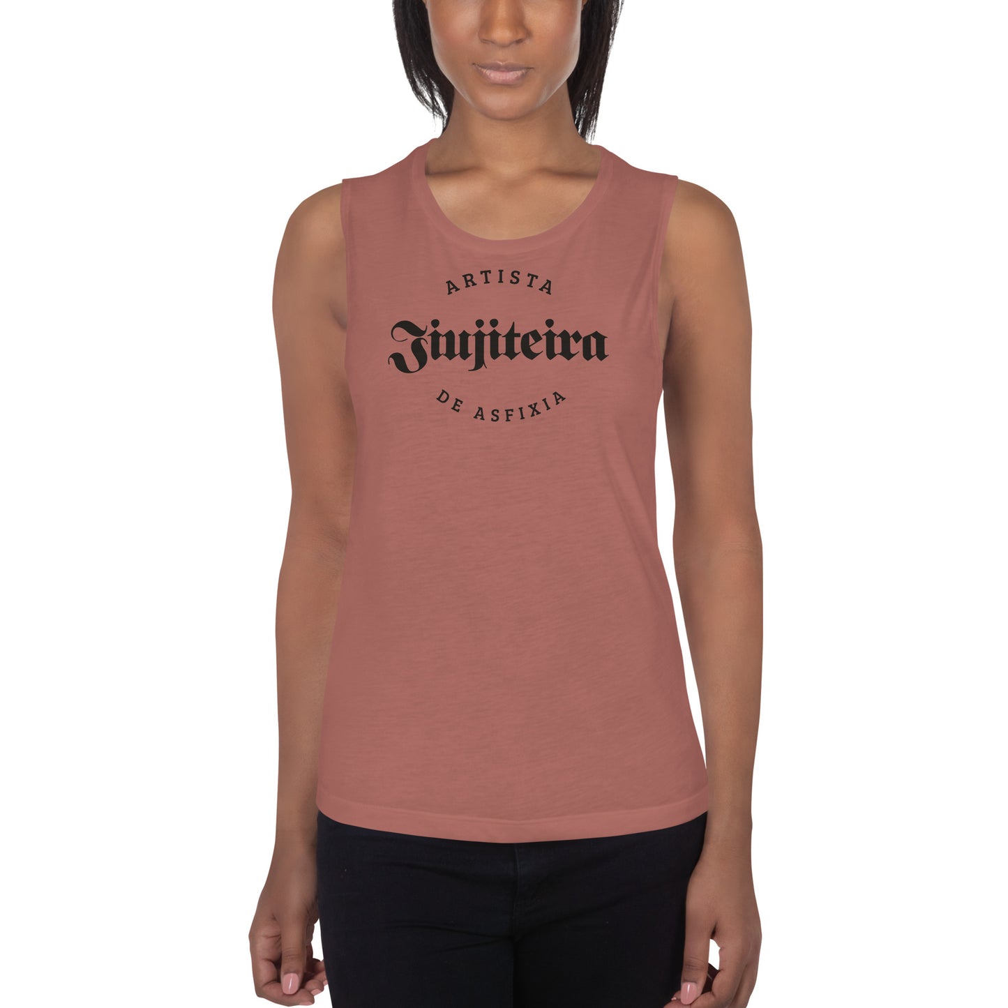 Ladies’ Muscle Tank- Jiujiteira Artista De Asfixia Black Logo