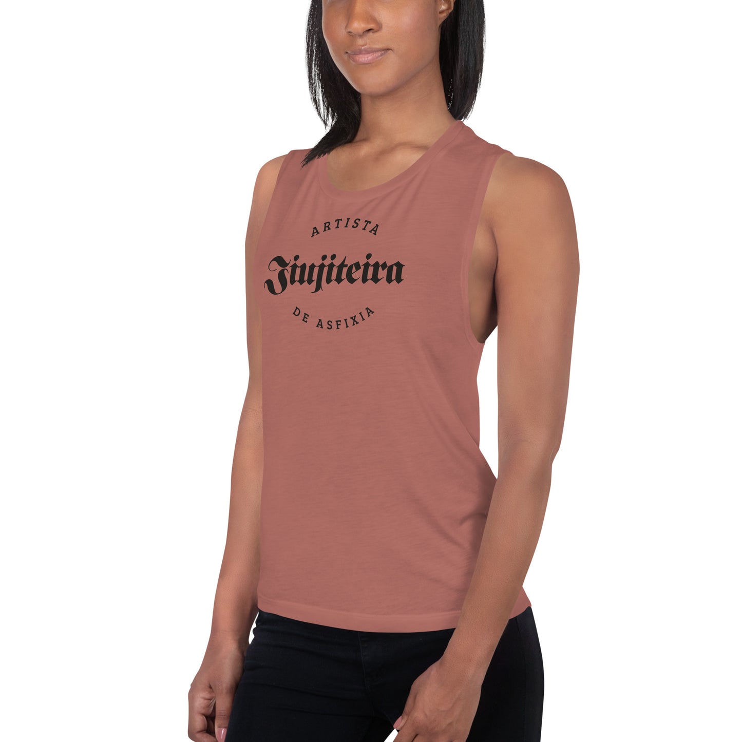 Ladies’ Muscle Tank- Jiujiteira Artista De Asfixia Black Logo